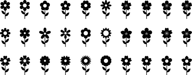 flower icon set vector illustrations
