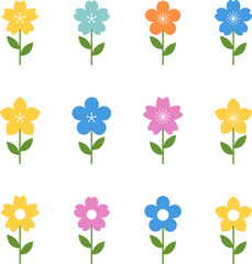 flower icon set vector illustrations