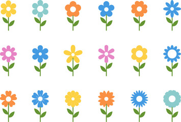 flower icon set vector illustrations