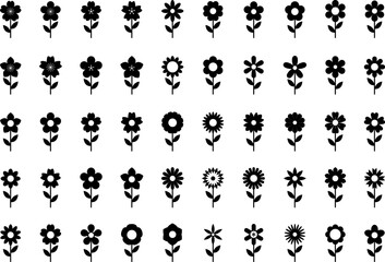 flower icon set vector illustrations