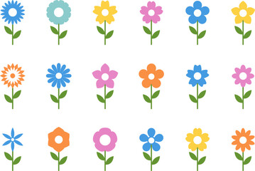 flower icon set vector illustrations
