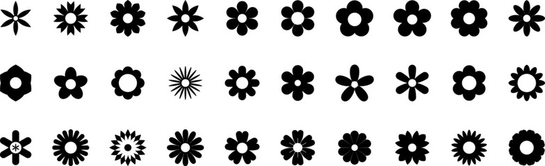 flower icon set vector illustrations