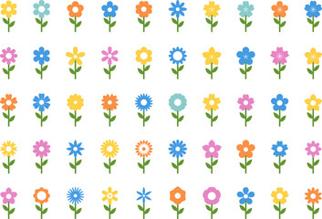 flower icon set vector illustrations