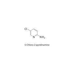 5-Chloro-2-pyridinamine skeletal structure. Halogenated aminopyridine compound schematic illustration. Simple diagram, chemical formula.
