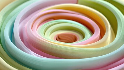 Fototapeta premium a series of pastel-colored concentric rings, each gently layered on top of the other in a spiral pattern 