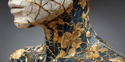 Exploring human fragility through kintsugi inspired art emphasizing trauma and healing