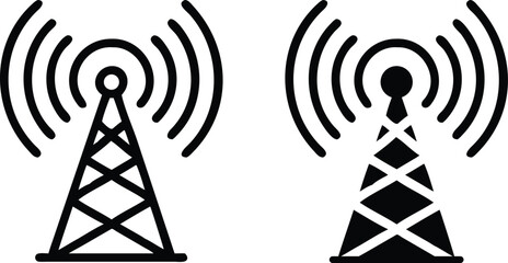 Radio Tower Icon – Signal Transmission Symbol for Communication, Network, and Broadcast