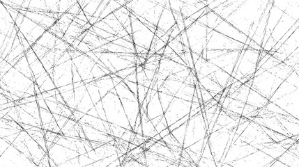 Chaotic white scratch texture with intersecting lines. High contrast abstract background. Ideal grunge overlay for edgy design projects.
