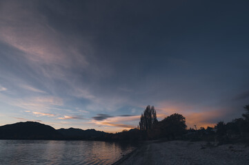 Sunset in Wanaka Lake, New Zealand