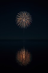 Minimal Fireworks Reflection in Night Sky