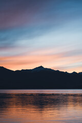 Sunset in Wanaka Lake, New Zealand