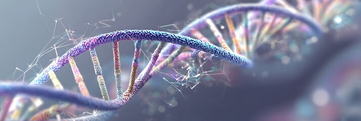 A close up view of a dna strand with connections and a blurred background in soft lighting style