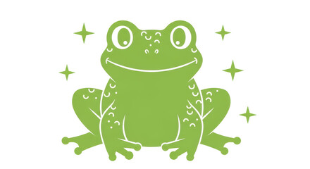 Isolated Green Frog Cartoon