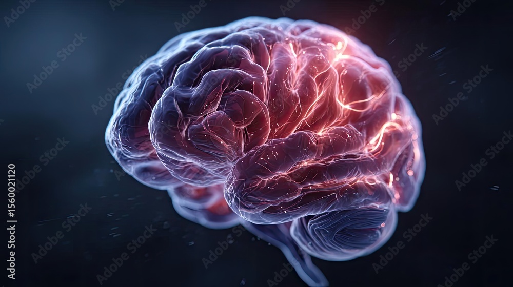 Aufkleber Brain reset concept. An abstract view of a brain showcasing neural connections.