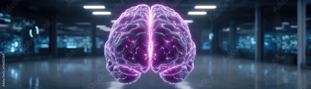 Poster Brain reset concept. Futuristic brain graphic symbolizing intelligence and technology.