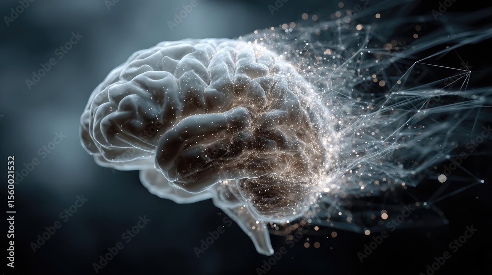 Poster Brain reset concept. A dynamic representation of a brain illustrating creativity and thought.