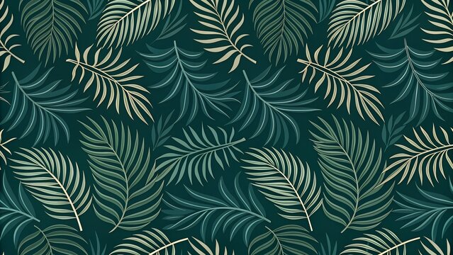 Seamless tropical leaves pattern in green and beige for contributor stock adobe