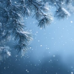 Obraz premium Snowy Pine Branches Dropping Flakes in a Winter Wonderland Scene