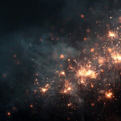 Fototapeta premium Ethereal Sparkling Fireworks Display with Glowing Lights and Smoke