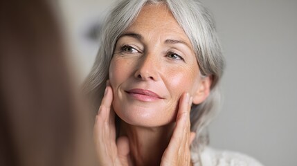 Detailed skin care consultation with middle age client