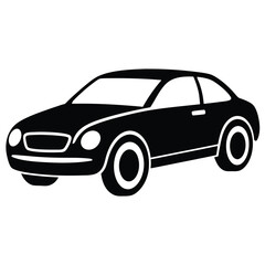 Naklejka premium Simple Black Silhouette Coupe Car Icon: Minimalist Transportation Graphic