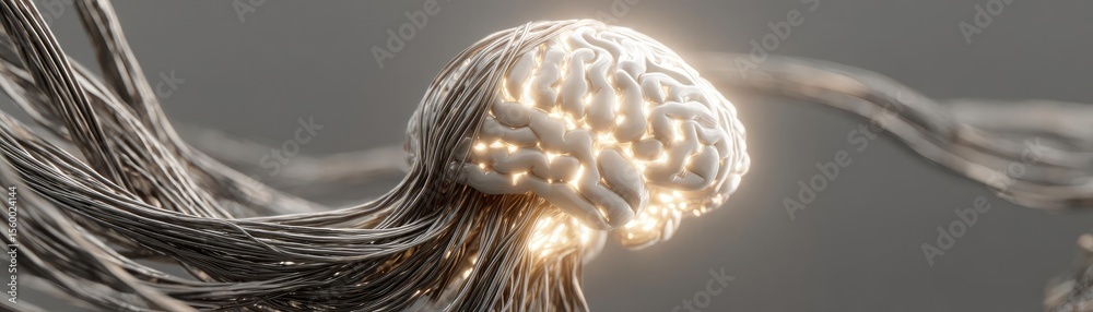 Poster Brain reset concept. Abstract representation of interconnected neural pathways.