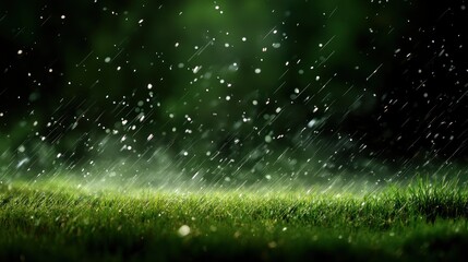 Raining on grass