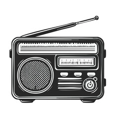 Fototapeta premium Illustration of a vintage radio receiver with antenna on a black background