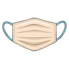 Cartoon Style Medical Face Mask for Virus and Germ Protection Against Contagious Diseases and Pollution Respiratory Safety Illustration