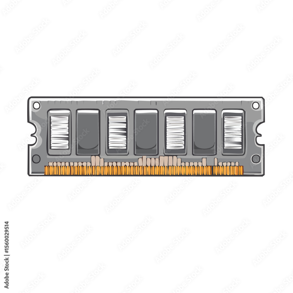 Poster computer ram memory module vector illustration for digital storage and upgrades.