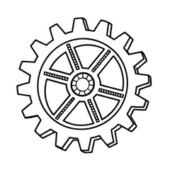 Interlocking gear mechanism line art illustration