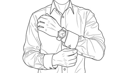 Man adjusting his watch illustration in minimalist style