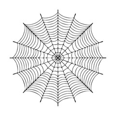 Obraz premium Spiderweb silhouette illustration against a black background, creepy cobweb graphic element for Halloween themes and backgrounds