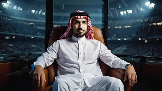 Sheikh in a football stadium.