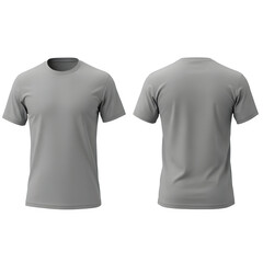 A versatile gray t-shirt mockup, presented in both front and back views. Isolated on white or transparent background. PNG format.