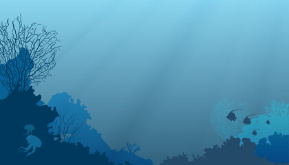 Vector sea background. Coral bottom