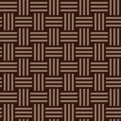 Wicker woven basket texture in brown. Seamless pattern vector illustration