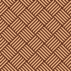 Wicker woven basket texture in light brown. Seamless pattern vector illustration