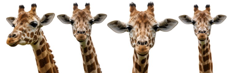 Front-facing giraffe with long eyelashes and detailed spots