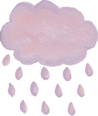 Hand-painted watercolor cloud and rain drops