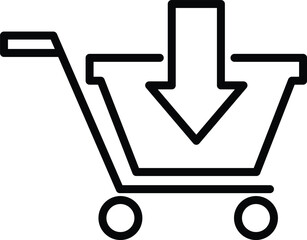 shopping cart with arrow sign
