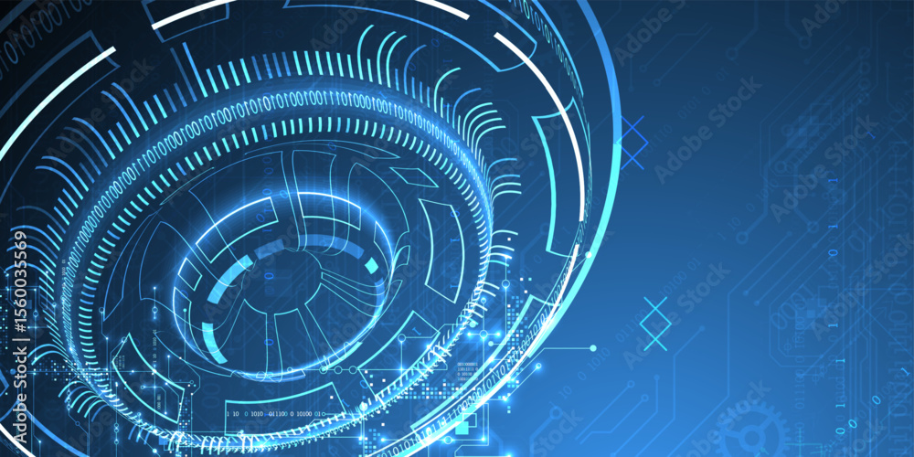 Poster Abstract background. Scientific and technological concept with the use of technical elements formed in the shape of a circle. Vector