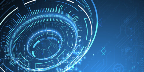 Abstract background. Scientific and technological concept with the use of technical elements formed in the shape of a circle. Vector