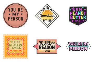 Fototapeta premium Friendship messages with hearts and sunshine isolated on a transparent background love affection