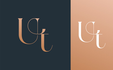 Initial letter UT TU logo design vector illustration for couple, wedding, and business