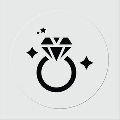 Diamond ring Icon Vector &  engagement illustration,