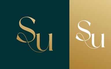 aInitial letter SU US logo design vector illustration for couple, wedding, and business