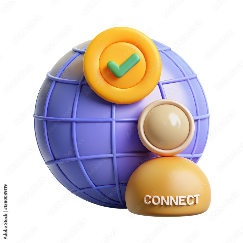 Poster high quality 3d rendering icon representing global network and connection using land transportation 