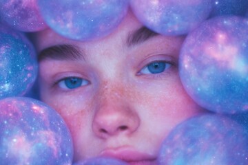 Stellar beauty captured in a cosmic bubble dreamscape of vibrant hues