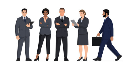 Corporate business people standing and posing together